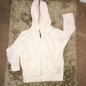 American Eagle White Zip Up